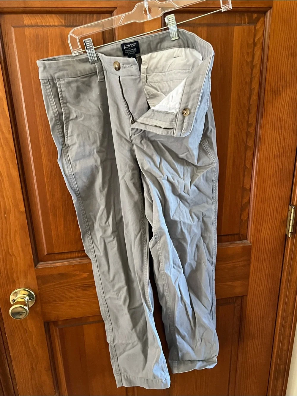 J.Crew High-Rise Girlfriend Chinos — Gray